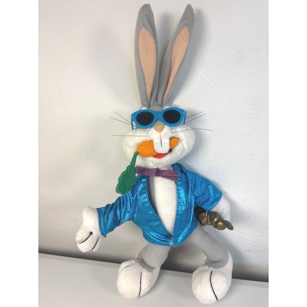 Vintage Bugs Bunny Plush Looney Tunes Award Statue Blue Jacket Sunglasses 12"